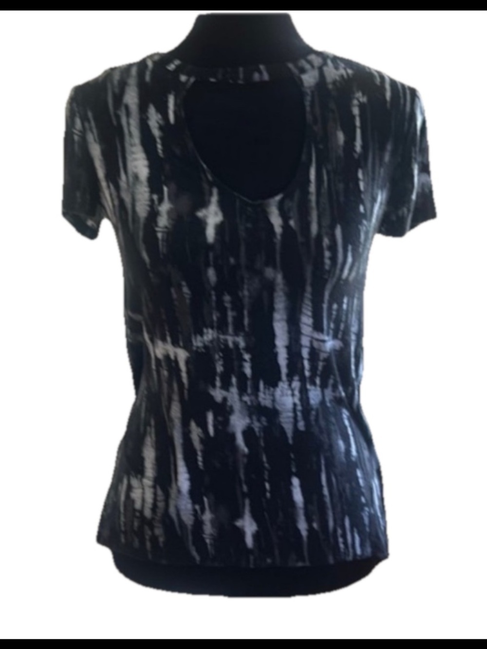 Mudd Black and White Tie-Dye Tank Top